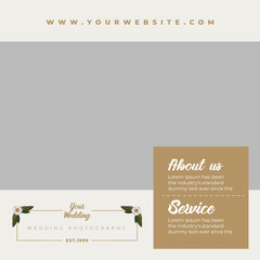 Modern square wedding photography web banner for social media mobile apps