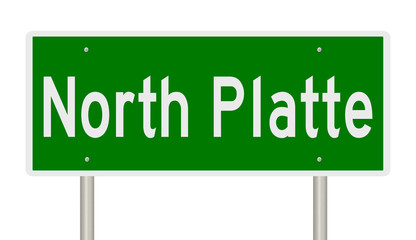 Rendering of a green highway sign for North Platte Nebraska