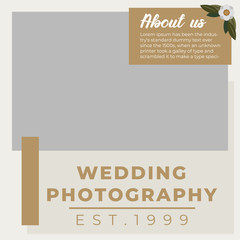 Modern square wedding photography web banner for social media mobile apps