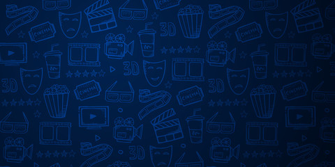 Hand draw Cinema doodle background. Movie Time. - 281373104