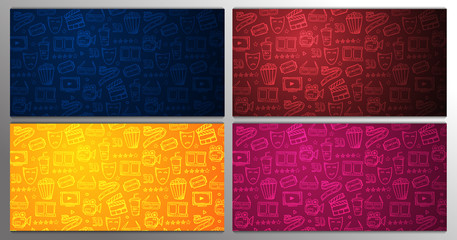 Set of Hand draw Cinema doodle backgrounds. Movie Time.