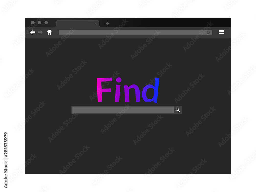 Wall mural black internet browser window. ndark theme of user interface in a night mode.