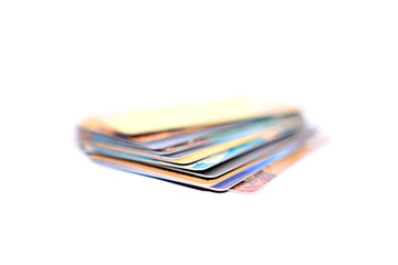 Credit cards on isolated white background