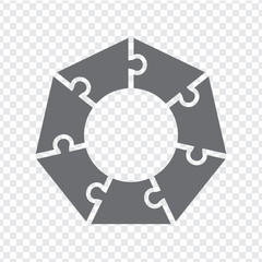 Obraz premium Simple icon heptagon puzzle in gray. Simple icon polygon puzzle of the seven elements on transparent background. Flat design. Vector illustration EPS10.