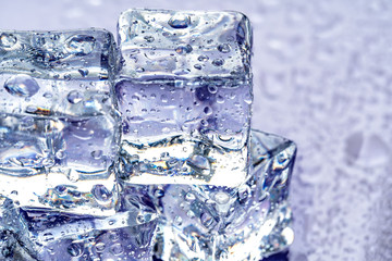 ice cubes on blue background