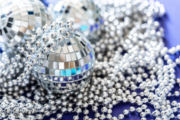 Sparkling disco ball in a day light. Concept of party.