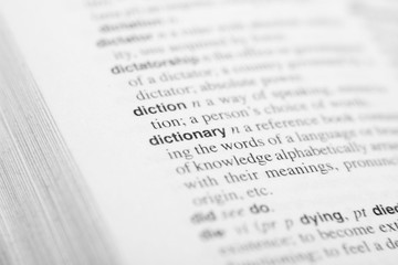 The definition of the word Dictionary