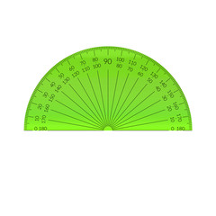 Plastic circular protractor with a ruler in metric units