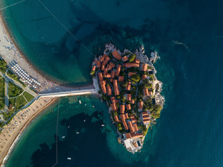 Aerial photo of Sveti Stefan island in Budva