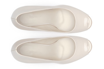 Female shoes on a white background. Top view.