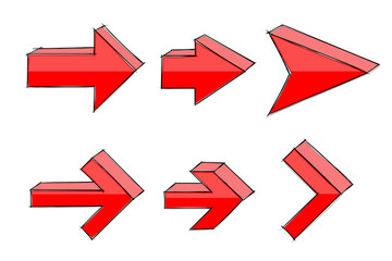 Arrows set. Red hand drawn sketch