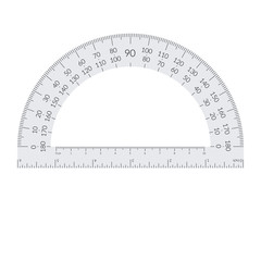 Psper circular protractor with a ruler in metric and imperial units