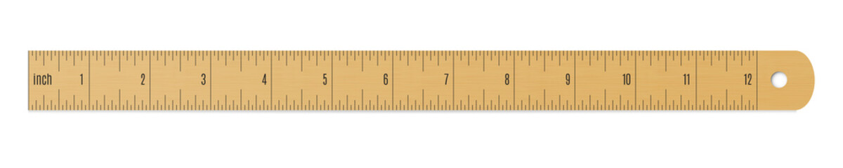 Engineer or architect wooden drafting ruler with an imperial units scale.