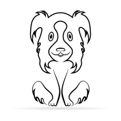 New year of dog 2018 symbol for  calendar, dog club, tattoo, pet clinic and pet shop. Zodiac. Siluette dog icon. Dog line - vector concept sign or logo element. 