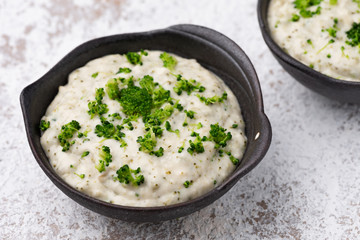 broccoli soup on bowl food background