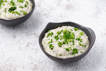 broccoli soup on bowl food background