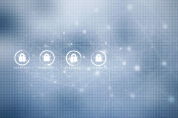 2d illustration Safety concept: Closed Padlock on digital background