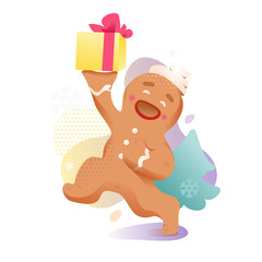 Gingerbread Man with Gift Box