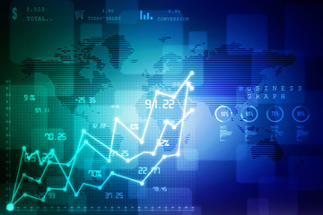 2d rendering Stock market online business concept. business Graph 