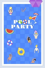 Pool Party, People in Swimming pool vector