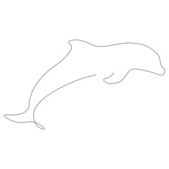 Dolphin silhouetteline draw on white background vector illustration	