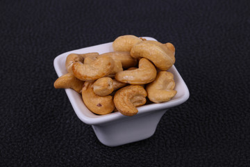 Cashew nuts heap in the bowl
