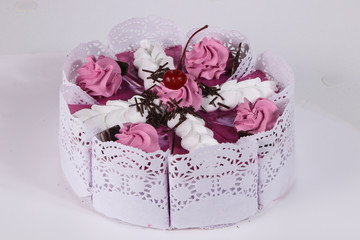 Cake with cream flowers