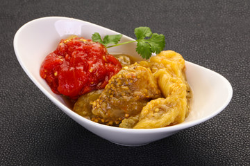 Caucasian cuisine - baked eggplant and tomato