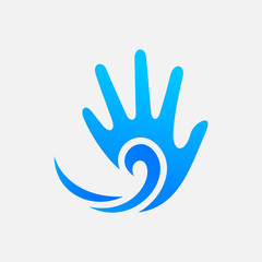 Fototapeta na wymiar hand and wave logo design