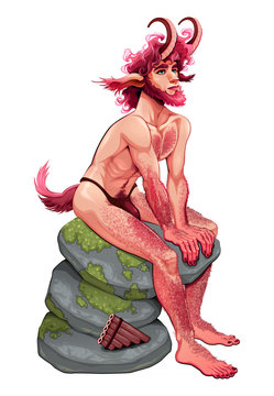 Portrait of a faun with flute