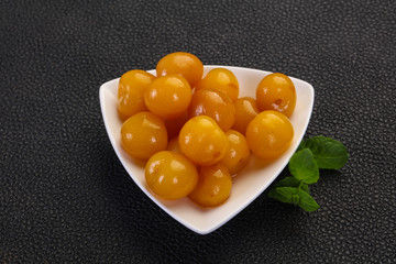 Yellow ripe cherry dessert