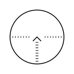 Sniper rifle aim isolated on white. Crosshair target choose destination icon. Aim shoot focus cursor. Bullseye mark targeting. Game aiming sight dot pointer. Vector illustration