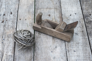 Old wooden planner on a wooden table