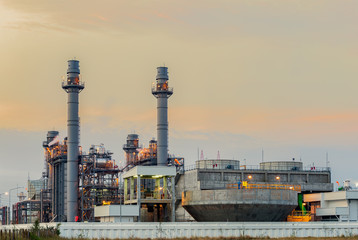 Natural gas combine electric power plant in the morning