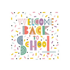 Welcome back to school cartoon handdrawn lettering