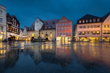 Reutlingen, Germany. Marktplatz - main square of old town at dusk