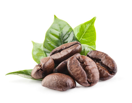 Coffee beans isolated on white background with clipping path