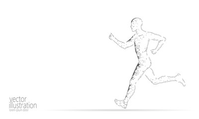 Fototapeta na wymiar Sportsman run exercise fitness healthy lifestyle concept. Low poly man silhouette jogging fit marathon. Muscular body shape workout vector illustration