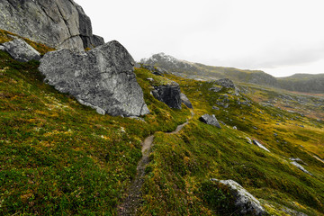 Beautiful landscape and mountains on Lofoten Islands in Norway