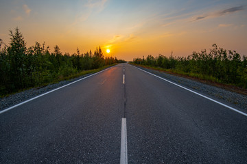road in sunset