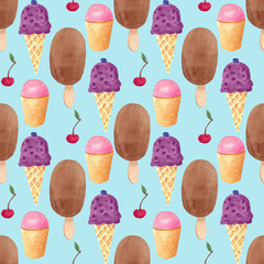 seamless pattern with ice cream