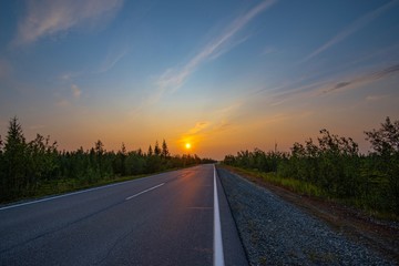 road in the sunset
