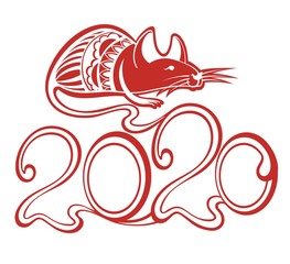 Happy Chinese New Year 2020 year. Chinese Zodiac Sign Year of Rat