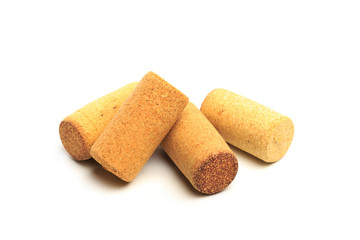 Wine corks isolated on white background .