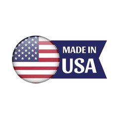 Made in USA (United States of America) label. Badge, label for shopping, web