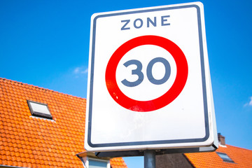 Zone 30 km/h speed limit road sign