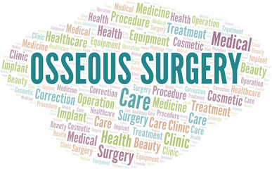 Osseous Surgery word cloud vector made with text only.