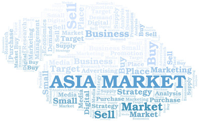 Obraz premium Asia Market word cloud. Vector made with text only.