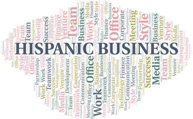 Fototapeta premium Hispanic Business word cloud. Collage made with text only.