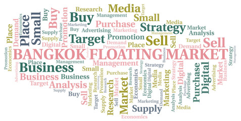 Bangkok Floating Market word cloud. Vector made with text only.